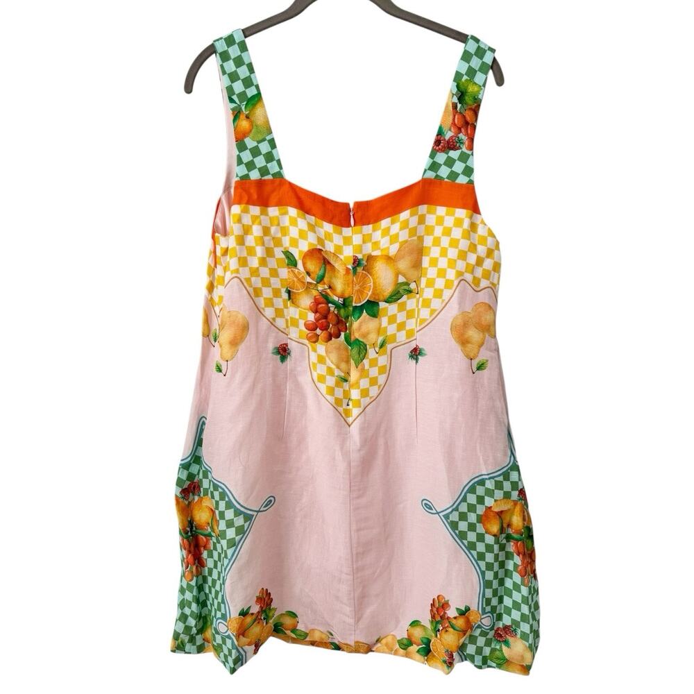 NWT Antonio Melani Eliana Fruit Printed Linen Square Neck Sleeveless Dress Large - Picture 4 of 10